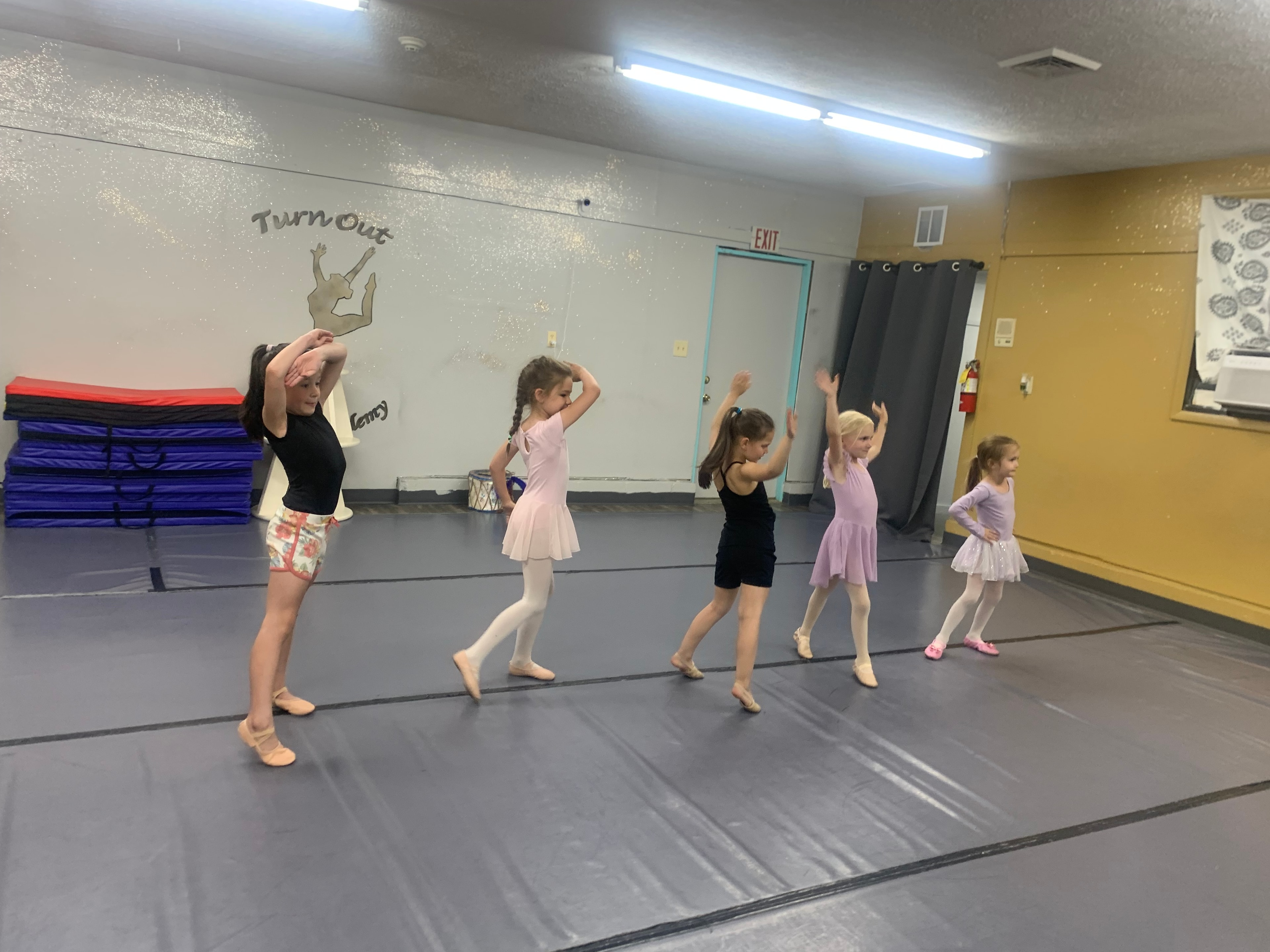 Young dancers practicing together in the Turn Out Dance Academy studio